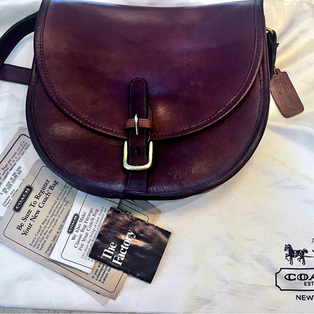 Vintage NYC 1980’sCoach Brown Leather Crossbody Riding Bag original papers & tag